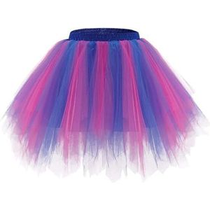 Tutu rok dames prinses jurk meisje ballet tutu tule midi korte jurk retro ballet bubble dance jurk dames tiener tutu rok, Royal Roze, S