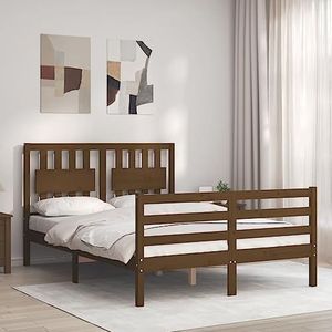 AJJHUUKI Bedden & accessoires Bedframe met hoofdeinde honingbruin 140x200 cm massief houten meubels