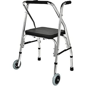 Standaard wandelaars opvouwbare wandelaar voor ouderen volwassenen lichtgewicht aluminium loopframe met 2 wielen en zithoogte verstelbaar revalidatietraining