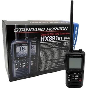 Standaard Horizon HX891BT/E Handheld Marine VHF Radio, 6W, GPS, IPX8 Waterdicht, Bluetooth (zwart)