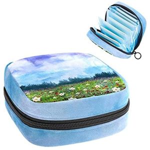 Periode Pouch Draagbare Tampon Opbergtas,Tampon Houder voor Portemonnee Vrouwelijke Product Organizer,Lente Olieverf, Meerkleurig, 4.7x6.6x6.6 in/12x17x17 cm