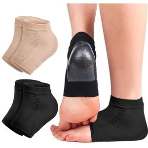 Reparatiesokken voor gebarsten hielbehandeling - 2 paar premium gewatteerde compressiegel mouw/sok voor droge voeten behandeling, spa hydraterende hielsokken voor reparatie (één maat past de meeste)