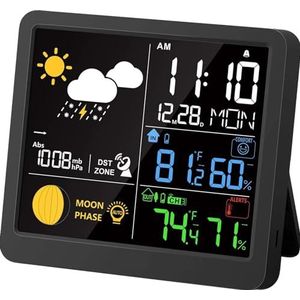 Digitale Vochtigheidstemperatuurmeter Draadloze Thermometer Hygrometer met 3 Externe Sensoren voor Thuiskantoor