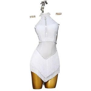 Yhwacyznm Hoge kraag Latijns Amerikaanse danswedstrijdjurken Professionele ballroom cha cha kostuum Tango danskleding zonder rug voor dames Salsa danskleding Slim fit,B,L