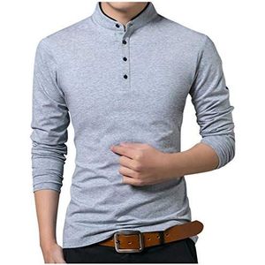 T- Heren poloshirt lange mouwen opstaande kraag effen vrije tijd polo kraag poloshirt mannen golf business casual shirt shirt shirt lange mouwen blouse tops shirt mannen vrije tijd slim fit shirt business shirt