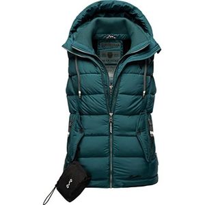 MARIKOO Taisaa licht overgangsvest voor dames, gewatteerd vest met capuchon, XS-3XL, ocean green, S