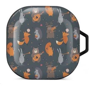 Grappige dieren spelen muziekinstrument oordopjes hoesje compatibel met Samsung hard shell beschermhoes zwart stijl