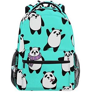 My Daily School Rugzakken Leuke Panda Cartoon Laptop Tas Vrouwen Casual Daypack Jongens Meisjes Boekentas, Meerkleurig, 11.4 x 5.5 x 16 inches