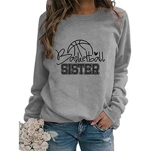 Basketball Sister Sweatshirt Womens Letter Print Graphic Sister Gift Sweatshirts Casual Lightweight Pullover Tops
