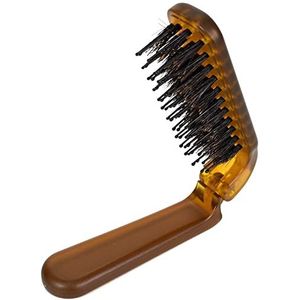 Becanno Opvouwbare Haarborstel, Mini Haarkam Opvouwbare Zakhaarborstel Antistatische Herenborstel Compacte Reisformaat Haarmassagekam met Wildzwijnhaar voor Vrouwen Meisjes (Amber)