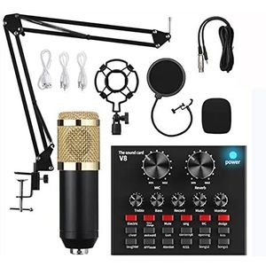 Complete podcastkit, Professionele Audio V8 Geluidskaart Set Mic Studio Condensator Microfoon for Podcast Opname Live Streaming(D)