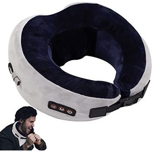 Vibrerend nekkussen - Cervicale wervelkolom diep weefsel kneden nekmassageapparaat | Draagbare neksteun met 3 massagemodi voor vliegtuigreizen naar huis Rust, zoet geschenk Delr
