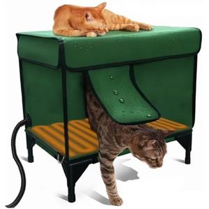 HOMCOM Kattenhuis, kattenhut, voor buiten, weerbestendig, 60 cm x 60 cm x 81,5 cm, wit grijs