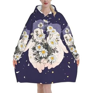 Oversized Holding Bloemen Hoodies Vrouwen Uk Pluizige Deken Hoodie Sherpa Vrouwen Fleece Draagbare Deken Mannen