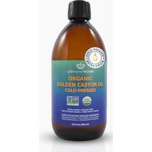 Queen of the Thrones Organic Castor Oil - 500 ml | 100% Pure, USDA gecertificeerd, Cold Pressed & Hexanvrij & Extra Virgin