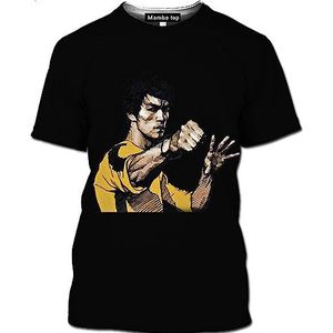 Bruce Lee T-shirt voor heren, casual grafische 3D-print, korte mouwen, T-shirts, trainingspak, tops, Kung Fu Bruce Lee kostuum, # 3, M
