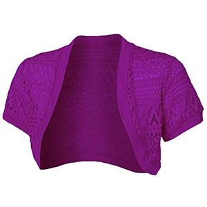 LaoZanA Bolero voor dames, korte mouwen, gebreide jas, schouderjas, feestelijk, kort, cardigan voor jurk, paars, XXL