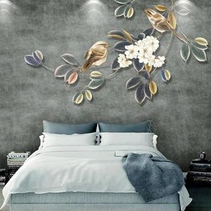 Studie Woonkamer Kantoor Achtergrond Muur Muurschildering Boom Takken Bloemen Bloemen Dieren Landschap Slaapkamer Woonkamer Moderne Muur Behang-400Cm×280Cm