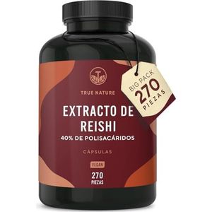 Reishi Paddenstoel-Extract – 270 Capsules (650mg) – 1950mg per Dag – 40% Polysachariden – Vegan – TRUE NATURE®