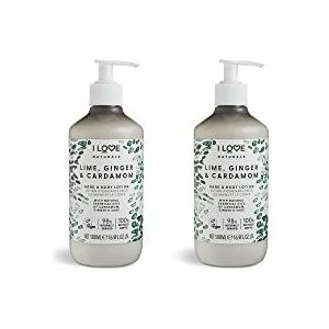 I Love Naturals Lime, Ginger & Cardamon Hand & Body Lotion, Essential Oils Of Cardamon, Ginger & Sage, Crafted With Ingredients Such as Shea Butter, 100% Recycled Bottle & Vegan-Friendly - 2 x 500ml