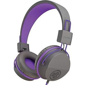 JLab Kids hoofdtelefoon, JBuddies hoofdtelefoon voor Kinderen, over oor, bedraad en kindveilig met volumebegrenzer, ruisisolatie en microfoon - Grijs/Paars