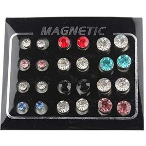 POFET 12 paar kleuren glanzende strass magnetische clip niet piercing oorbellen set unisex