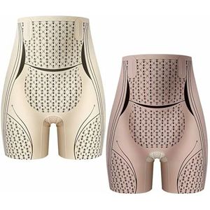 Negatieve Ion Detox Shaping Shorts Ice Silk Ion Fiber Repair Shaping Shorts Buikcontrole(Color:Skin+Pink,Size:XL)