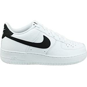 Nike Air Force 1 (GS), lage gymschoenen voor kinderen en jongeren, wit, zwart, wit, 37.5 EU