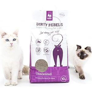 Dirty Rebels Kattenbakvulling - 10 Liter - Geurloos - Klontvormend - 100% Natuurproduct - Premium Kwaliteit van Petrebels