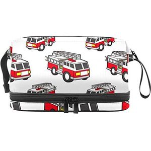 Grote capaciteit reizen cosmetische tas,Cartoon bus patroon,Make-up tas,Waterdichte make-up tas organisator, Meerkleurig, 27x15x14 cm/10.6x5.9x5.5 in
