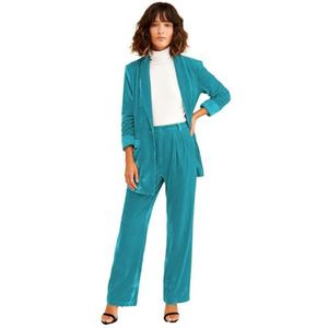 Fluwelen pak voor dames, 2-delig, niets, revers, fluweel, warme blazer, pak, feest, smoking, Turkoois, XS