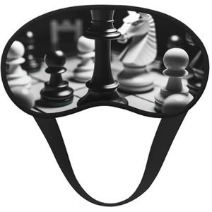 Zwart-wit schaakslaapmasker voor zijslaper, verduisterend oogmasker voor dames en heren, nuldruk slaapmaskers zachte ademende oogbedekking comfortabele blinddoek oogdoek voor nachtrust