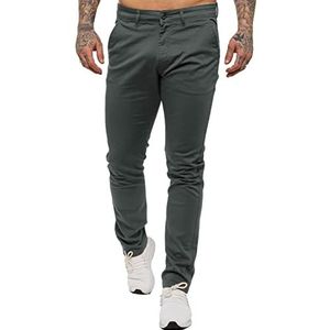 989Zé ENZO Skinny slim fit chino's stretch broek voor heren, Grijs, 38W / 30L