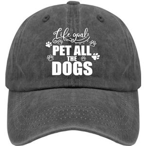 OOWK Baseball Caps Life Goal Pet Alle Honden Trucker Caps voor Vrouwen Grafisch Gewassen Denim Verstelbaar voor Tennis Geschenken, Pigment Zwart, one size