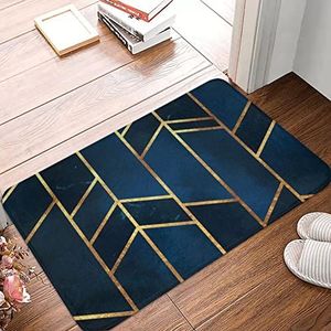 Agriism Retro mode marineblauw gouden steen geometrische deurmat tapijt mat tapijt antislip vloer decoratie bad keuken woonkamer 76 x 45 cm