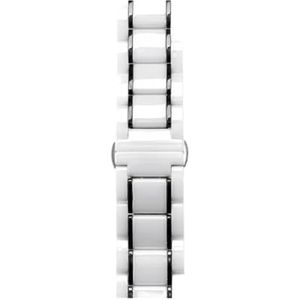 20 mm 22 mm stalen keramische band geschikt for Samsung Galaxy Watch4 5 40 mm 45 44 mm Pro geschikt for Amazfit Gts horlogeband polsband geschikt for Huawei riem armband(Color:White and black,Size:22m
