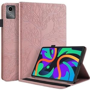 3D Boom Reliëf Stand Tablet Case Geschikt for Lenovo Tab M11 TB330FU 11 inch Zachte TPU Flip Case(Rose Gold)