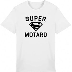 Super Biker T-shirt - voor heren - Bedrukt in Frankrijk - 100% biologisch katoen - Origineel grappig verjaardagscadeau, Wit, M