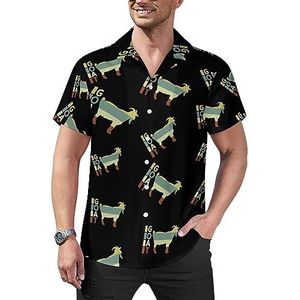 Goat Love Vintage Stijl Heren Shirts Hawaiiaanse Korte Mouwen Cubaanse Kraag Grafische Tees Tops M