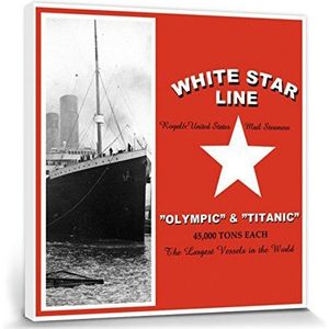 1art1 Titanic Poster Kunstdruk Op Canvas White Star Line Olympic And Titanic Muurschildering Print XXL Op Brancard | Afbeelding Affiche 40x40 cm