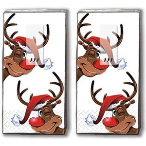 20 zakdoeken (2x 10) zakdoeken Rudolph/rendier/winter/Kerstmis