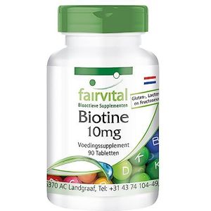 Fairvital | Biotine 10mg tabletten - HOOG GEDOSEERD - VEGAN - 90 tabletten - vitamine B7