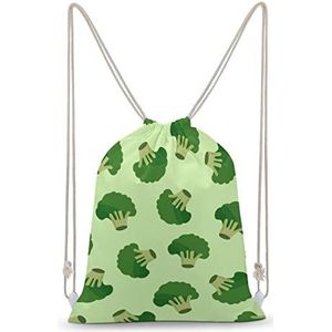 Groene Broccoli Trekkoord Rugzak String Bag Sackpack Canvas Sport Dagrugzak voor Reizen Gym Winkelen