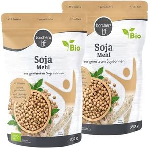 2 x borchers biologisch premium sojameel, vegetarisch en vegan, hoog vezel- en eiwitgehalte, uit geroosterde sojabonen 350 g