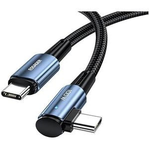 Essager 90° 100W USB-C Snellaad Kabel met Haakse Hoek 5A 2M Blauw