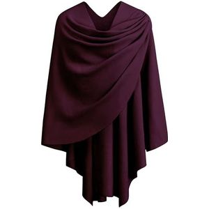 PULI Dames Cross Front Sjaal Wraps Elegante poncho's Fijn Gedrapeerd Gebreide Cape Vest Voor Avondjurk Bruiloft Sjaals, Cross Front-bordeaux, One size