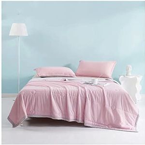 MKLHAVB Koeldekens koeldeken zomer dekbed gladde lucht cndition dekbed bed wasbaar slaap volwassen beddengoed koude deken (kleur: roze grijs, maat: 100 x 150 cm)