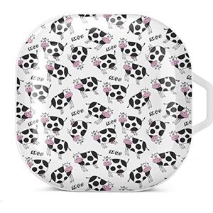 Koe patroon Moo oordopjes hoesje compatibel met Samsung hard shell beschermhoes wit stijl