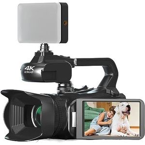 64MP 4K 60FPS Camcorder Live Stream Vlog Video Camera WIFI Webcam 4 Inch Draaien Touchscreen 18X Digitale Camera Recorder HD camera (Color : With 256G SD Card, Size : With Light)