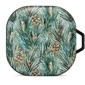 Aquarel kerstboom patroon oordopjes hoesje compatibel met Samsung hard shell beschermhoes zwart-stijl